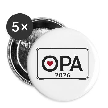 Annonce du Grand-père Fier OPA 2026 - Lot de 5 grands badges (56 mm) - blanc - Devant
