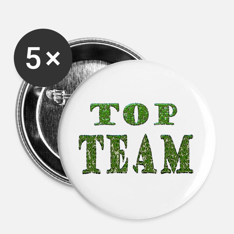 Top Team Grünes Mustertextur - Buttons groß 56 mm (5er Pack) - Weiß