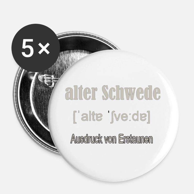 Alter Schwede  - Buttons groß 56 mm (5er Pack) - Weiß