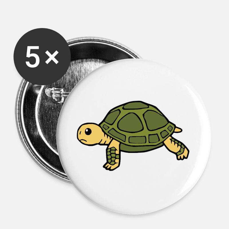 Schildkröten Schildkröten - Buttons groß 56 mm (5er Pack) - Weiß