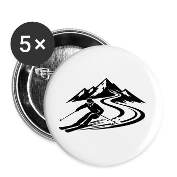 Ski Mountains Slope - Buttons large 2.2''/56 mm (5-pack) - white - Front