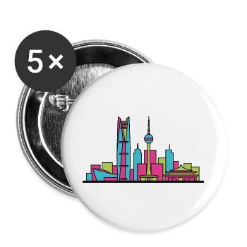 Tianjin City Skyline Moderne Turm-Linienzeichnung - Buttons groß 56 mm (5er Pack) - Weiß - Vorne