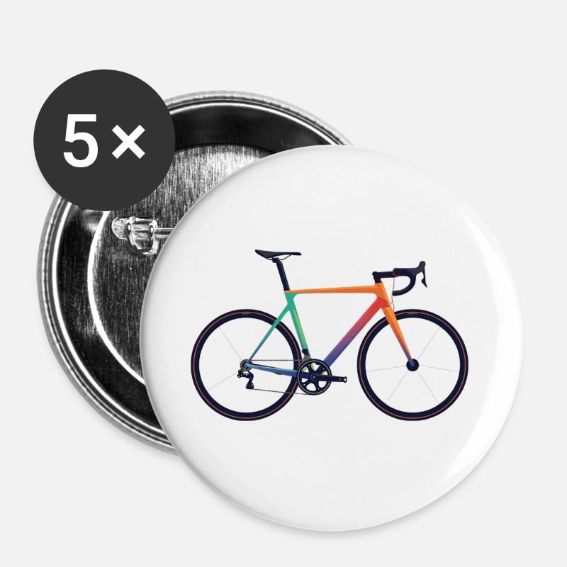 Rennrad_bunt - Buttons groß 56 mm (5er Pack) - Weiß