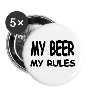 Bier - Buttons groß 56 mm (5er Pack) - Weiß - Vorne