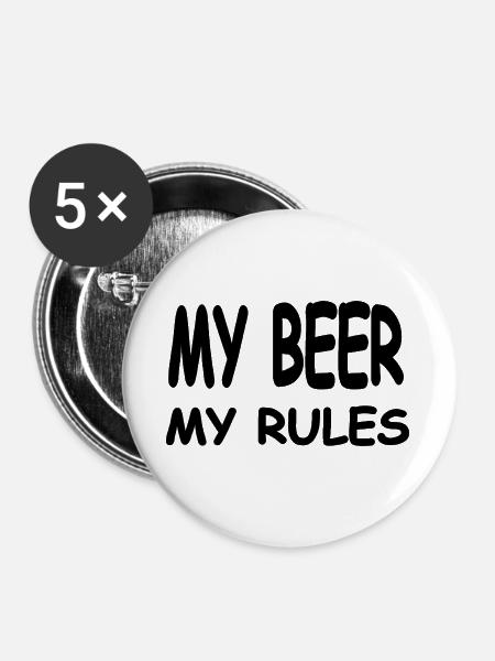 Bier - Buttons groß 56 mm (5er Pack) - Weiß