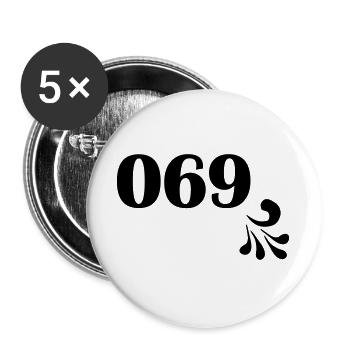 Conception de Francfort 069 par Bembeltown pour les habitants de Francfort - Lot de 5 grands badges (56 mm) - blanc - Devant