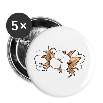 Coton en floraison - Lot de 5 grands badges (56 mm) - blanc - Devant