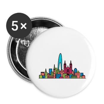 Geneva City Skyline Jet d'Eau Moderne Kunst - Buttons groß 56 mm (5er Pack) - Weiß - Vorne