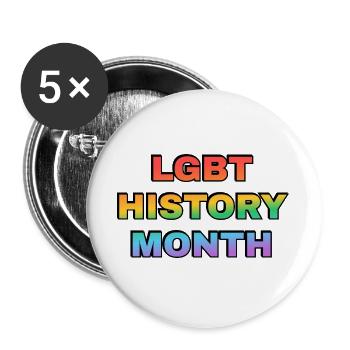 LGBT History Month Verlauf Regenbogentext - Buttons groß 56 mm (5er Pack) - Weiß - Vorne