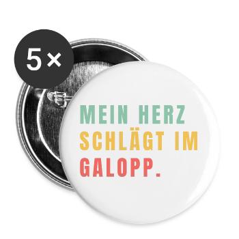 Mein Herz schlägt im Galopp - Buttons groß 56 mm (5er Pack) - Weiß - Vorne