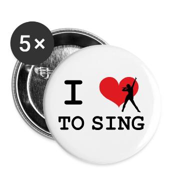 I love to sing - Buttons large 2.2''/56 mm (5-pack) - white - Front