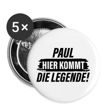 Hier kommt die Legende Paul - Buttons groß 56 mm (5er Pack) - Weiß - Vorne