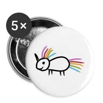 Einhorn - Buttons groß 56 mm (5er Pack) - Weiß - Vorne