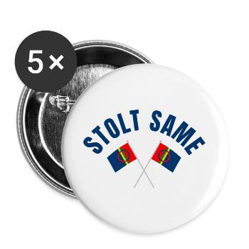 Proud Sámi – Crossed Flags - Buttons large 2.2''/56 mm (5-pack) - white - Front