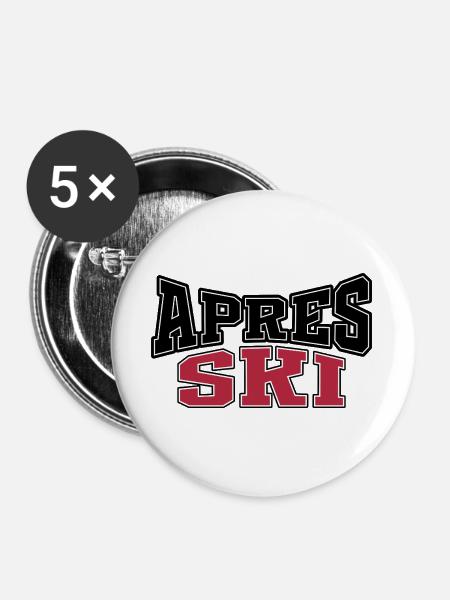 Apres Ski - Buttons groß 56 mm (5er Pack) - Weiß