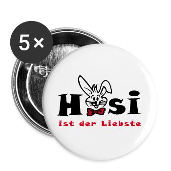 Hasi ist der Liebste Ostern - Buttons groß 56 mm (5er Pack) - Weiß - Vorne