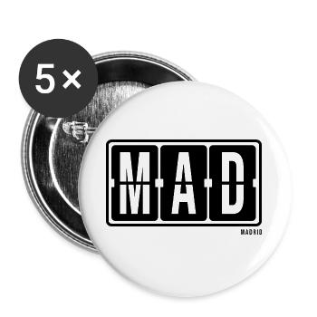 Madrid MAD, sweat à capuche souvenir de la ville, T-shirt, casquette - Lot de 5 grands badges (56 mm) - blanc - Devant