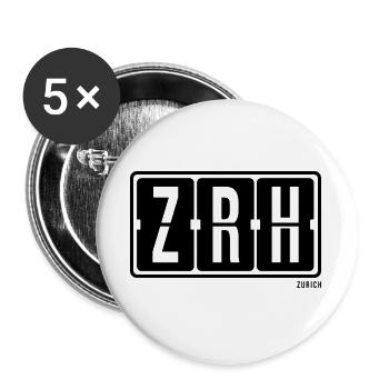 Zurich ZRH, souvenir de la ville, T-shirt, tongs - Lot de 5 grands badges (56 mm) - blanc - Devant