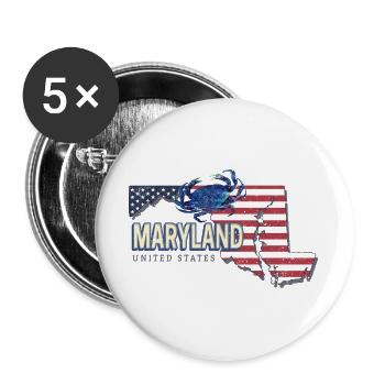 Maryland United States Vintage Souvenir - Buttons large 2.2''/56 mm (5-pack) - white - Front