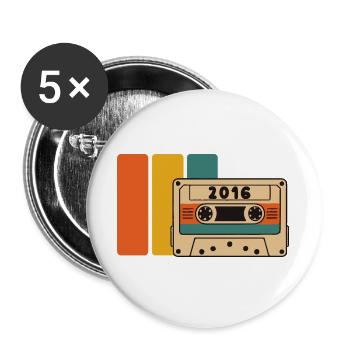 2016 Birthday 2016 Born In 2016 Birthday - Buttons large 2.2''/56 mm (5-pack) - white - Front