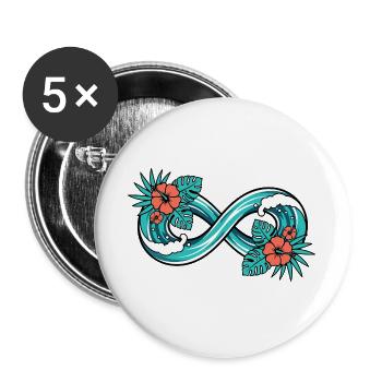 Unendliche Tropenwelle - Buttons groß 56 mm (5er Pack) - Weiß - Vorne