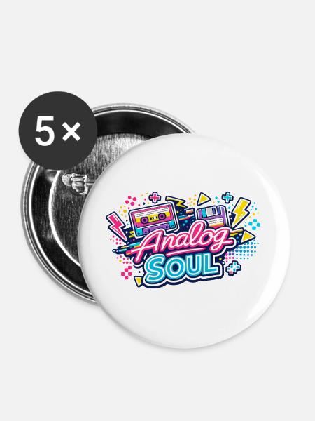 Analog Soul Neon Retro - Buttons groß 56 mm (5er Pack) - Weiß