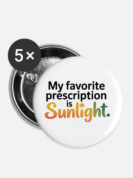 Naturheilkund Favorit Prescription Sunlight - Buttons groß 56 mm (5er Pack) - Weiß