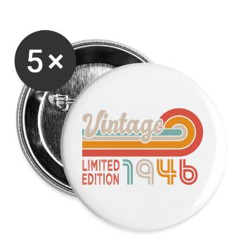 1946 Birthday Born in 1946_anniversire 80 years old - Buttons large 2.2''/56 mm (5-pack) - white - Front