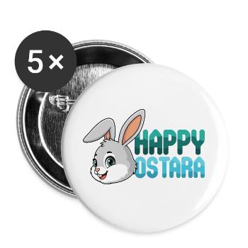 Happy Ostara Rabbit Bunny Easter Ostara Spring - Buttons large 2.2''/56 mm (5-pack) - white - Front