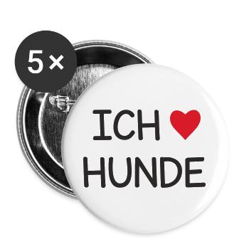 Ich ❤️ Hunde – Süßes Hundeliebe Textdesign - Buttons groß 56 mm (5er Pack) - Weiß - Vorne