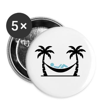 Hängematte Zwei Palmen - Buttons groß 56 mm (5er Pack) - Weiß - Vorne