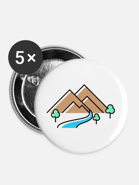 Berge Mountains - Buttons groß 56 mm (5er Pack) - Weiß