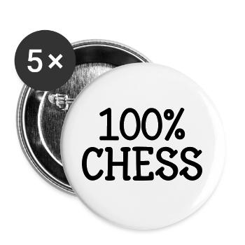 100% Schach: Springerstrategiemuster und schwarzer Läufer - Buttons groß 56 mm (5er Pack) - Weiß - Vorne