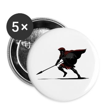 Spartan Shadow and Spear Mascot Spartan Stealth - Buttons large 2.2''/56 mm (5-pack) - white - Front