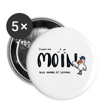 Moin Küstenseemöwe im Sailor-Style - Buttons groß 56 mm (5er Pack) - Weiß - Vorne