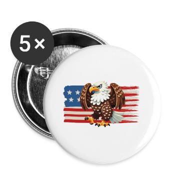 Aigle de la Liberté sur le drapeau américain - Lot de 5 grands badges (56 mm) - blanc - Devant