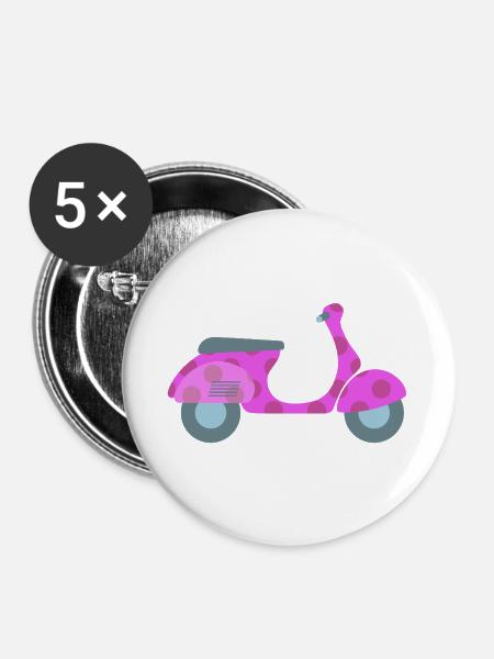 Roller Dots Punkte Frühling Italien Lebensfreude - Buttons groß 56 mm (5er Pack) - Weiß