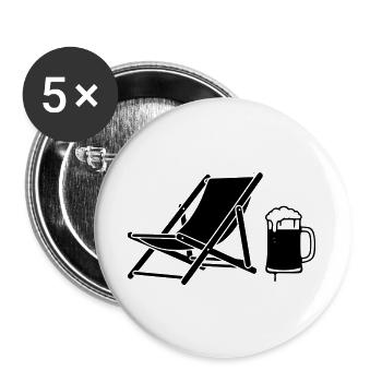 Deck Chair Beer Holiday Icon - Buttons large 2.2''/56 mm (5-pack) - white - Front