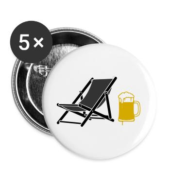 Beach Chair Beer Colored Vector - Buttons large 2.2''/56 mm (5-pack) - white - Front