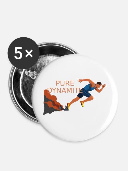 Pure Dynamite Sprint - Buttons groß 56 mm (5er Pack) - Weiß