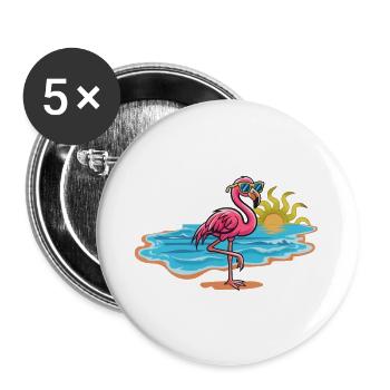 Beach flamingo with sunglasses - Buttons large 2.2''/56 mm (5-pack) - white - Front