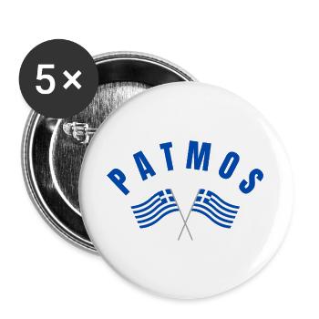 Patmos-kreuzende griechische Flaggen - Buttons groß 56 mm (5er Pack) - Weiß - Vorne