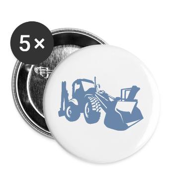 Chargeuse sur pneus d’excavatrice Opérateur d’équipement de construction Silhouette - Lot de 5 grands badges (56 mm) - blanc - Devant
