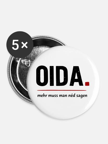 OIDA Logo mit roter Linie - Buttons groß 56 mm (5er Pack) - Weiß