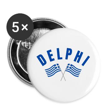 Delphi Twin Greek Flags  - Buttons large 2.2''/56 mm (5-pack) - white - Front