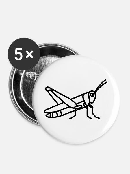Heuschrecke - Buttons groß 56 mm (5er Pack) - Weiß