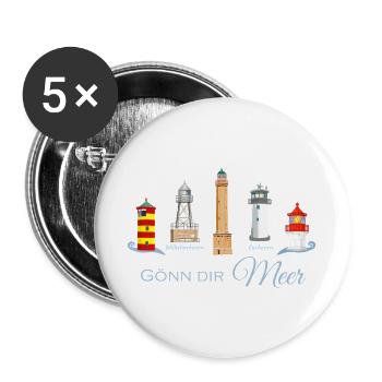 Gönn Dir Meer Leuchtturm Kollektion - Buttons groß 56 mm (5er Pack) - Weiß - Vorne