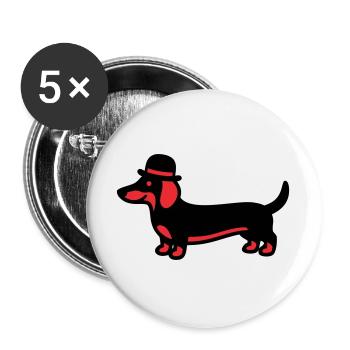 Cool Dachshund Hat Gentleman - Buttons large 2.2''/56 mm (5-pack) - white - Front