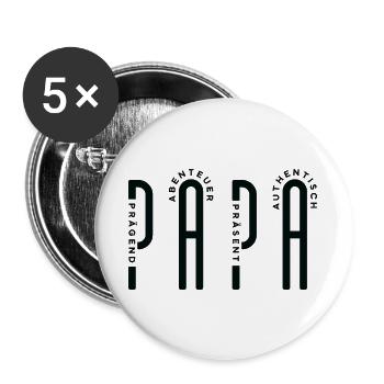 Minimalist PAPA - Black Typo Design - Buttons groß 56 mm (5er Pack) - Weiß - Vorne