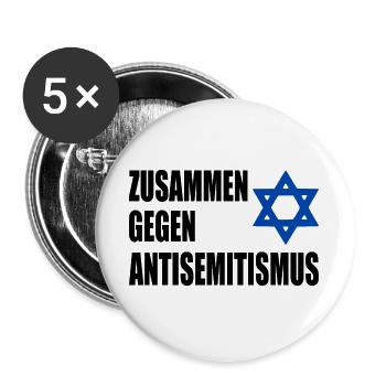 zusammen gegen antisemitism - Buttons groß 56 mm (5er Pack) - Weiß - Vorne